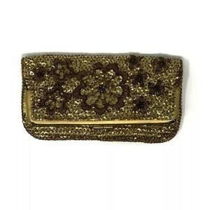 Vintage Gold Shimmer Shiny Embellished Unbranded Clutch Handbag Purse Bag
